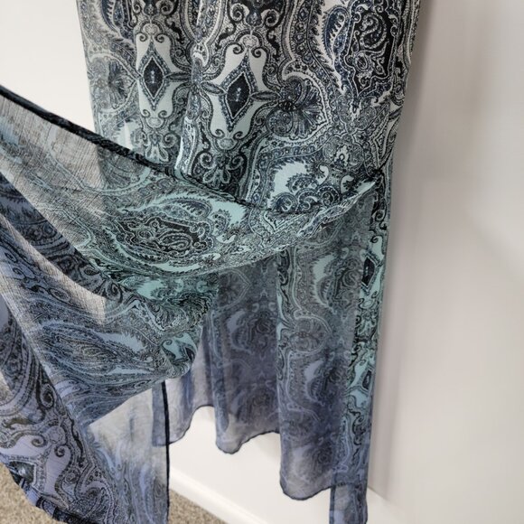 Maurice's Blue & Black Paisley Gradient Ombre Boho Maxi Dress - Picture 7 of 12
